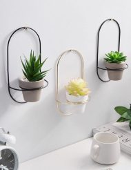 Ceramic Flowerpot with Metal Wall Mount - Image 5