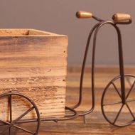 Tabletop Wrought Iron Tricycle with Wooden Planter Box - Image 11