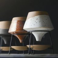 Dipped Clay Teardrop Pot with Saucer Stand - Image 4