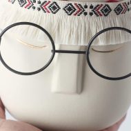 Ceramic Abstract Sleeping Face Planter with Headband and Glasses - Image 5