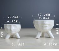 2-Piece White Ceramic Face Succulent Planters - Image 6