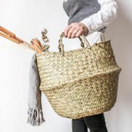 Handmade Rattan Planter or Storage Basket with Handles - Image 8