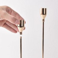 3-Piece Gold Taper Candle Stick Holder Set - Image 2