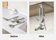 Under-Cabinet Spinning Kitchen Utensil Storage 6-Hook Hanger - Image 18