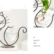 Iron Kitty Cat with Glass Heart Vase Propagation Station Planters - Image 4