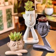 Emotional Faces Planter Sculpture Trio - Image 11