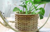 Hand-Woven Bamboo Hanging Planter Basket - Image 2