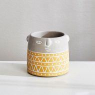 Native Tribal Pattern Ceramic Face Planter - Image 9