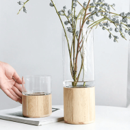Serenity Wood Base Glass Vases - Image 5