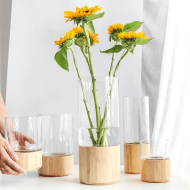 Serenity Wood Base Glass Vases - Image 3