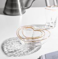 Glass Golden Heart Bowls + Cup - Image 2