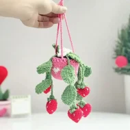 Easy Crochet Strawberry Plant Hanger Pattern - DIY Hanging Planter for Small Spaces crochet strawberry plant pattern