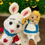 Alice in Wonderland Crochet Pattern - Handmade Doll with White Rabbit - Beginner to Advanced Amigurumi Design alice in