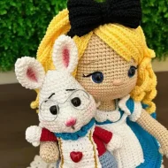 Alice in Wonderland Crochet Pattern - Handmade Doll with White Rabbit - Beginner to Advanced Amigurumi Design alice in