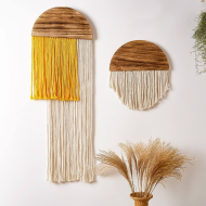 Wooden Semicircle Macrame Wall Decor - Image 3