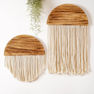 Wooden Semicircle Macrame Wall Decor - Image 2