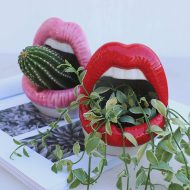 Pucker Up Lips Ceramic Planter - Image 3