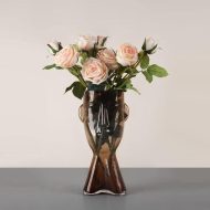 Abstract Face Blown Glass Vase - Image 8