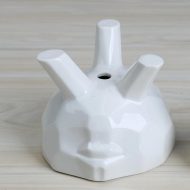 2-Piece White Ceramic Face Succulent Planters - Image 5