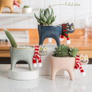 Glazed Ceramic Kitty Planter - Image 2