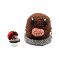 Diglett reversible crochet pattern — the Diglett plush with the closed ball, showing both halves of the pattern