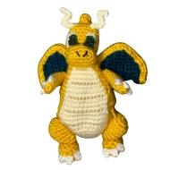 Dragonite reversible crochet pattern — a real photo of the finished Dragonite plush