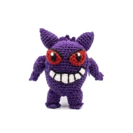 Gengar reversible crochet amigurumi pattern - Pokeball to Gengar transformation crochet toy with step by step instructions