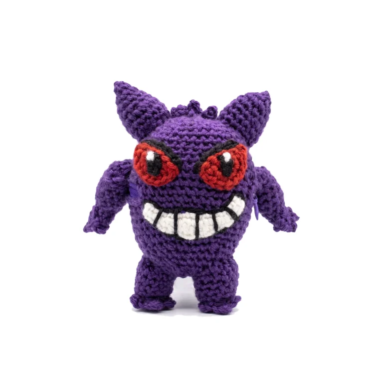 Gengar reversible crochet amigurumi pattern - Pokeball to Gengar transformation crochet toy with step by step instructions