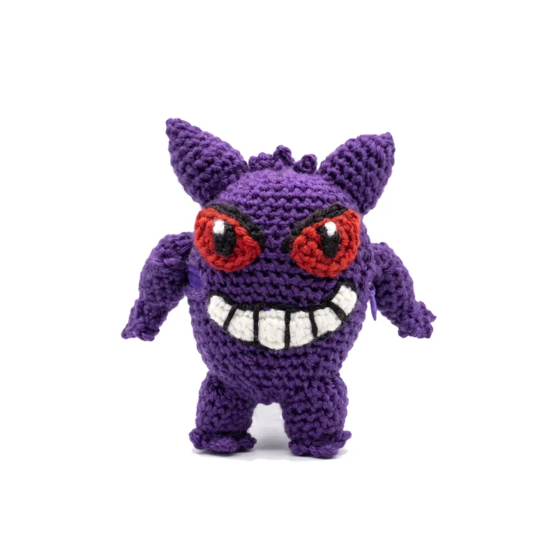 Gengar reversible crochet amigurumi pattern - Pokeball to Gengar transformation crochet toy with step by step instructions