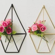 2-Piece Geometric Wall Mural, Mounted Air Plant Hangers