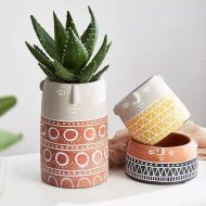 Native Tribal Pattern Ceramic Face Planter - Image 2