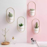 Ceramic Flowerpot with Metal Wall Mount - Image 3