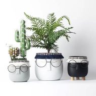Ceramic Abstract Sleeping Face Planter with Headband and Glasses - Image 6