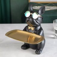 Cool French Bulldog Piggy Bank and Platter Statue - Image 6