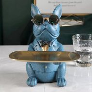 Cool French Bulldog Piggy Bank and Platter Statue - Image 8