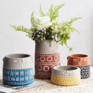 Native Tribal Pattern Ceramic Face Planter