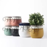 Ceramic Abstract Sleeping Face Planter with Headband and Glasses - Image 2