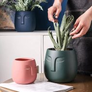 Ceramic Abstract Sleeping Face Planter - Image 5