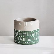 Native Tribal Pattern Ceramic Face Planter - Image 17