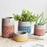 Native Tribal Pattern Ceramic Face Planter - Image 3