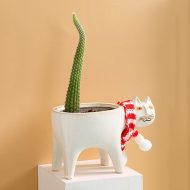 Glazed Ceramic Kitty Planter - Image 4