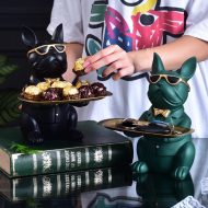 Cool French Bulldog Piggy Bank and Platter Statue - Image 11