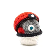 Magnemite reversible crochet pattern — the ball unzipped with Magnemite folded inside