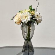 Abstract Face Blown Glass Vase - Image 9