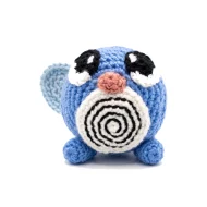 Poliwag reversible crochet pattern — the finished Poliwag amigurumi standing alone on a white background