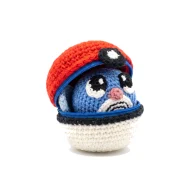 Poliwag reversible crochet pattern — the ball unzipped with Poliwag folded inside