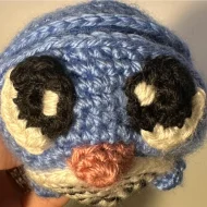 Poliwag reversible crochet pattern — a close up of the stitch detail on the Poliwag face
