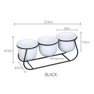 White Ceramic Succulent Planter Trio with Metal Sleigh Stand - Image 6