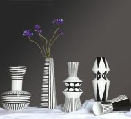 Black And White  Geometric Vases - Image 2