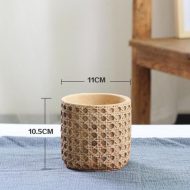 Natural Rattan Texture Cement Planter - Image 5